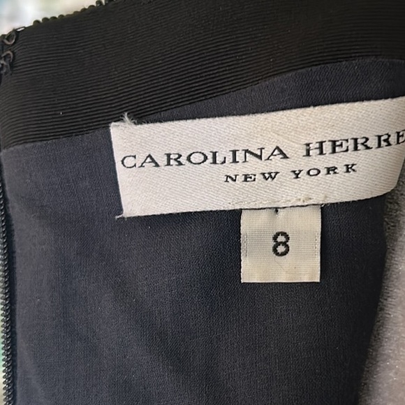 RARE Carolina Herrera Black & White Tweed Rhinestone Flower Sequin Dress - 8 - Picture 13 of 16